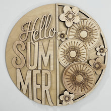 Hello Summer Flowers Round Doorhanger 10"
