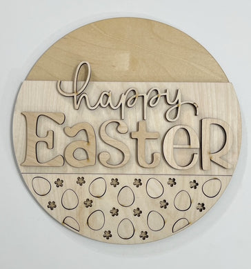 Happy Easter Flowers and Eggs Round Doorhanger 10