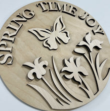 Spring Time Joy Daffodils and Butterfly Round Doorhanger 10"