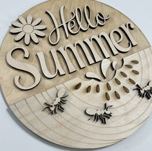 Hello Summer Cute Watermelon and Ants and Flower Round Doorhanger 10"