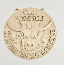 Love You Till The Cows Come Home Highland Cow Hearts Valentine's Day Round Doorhanger