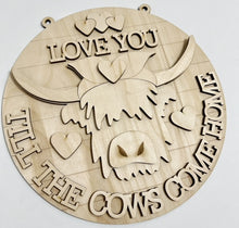 Love You Till The Cows Come Home Highland Cow Hearts Valentine's Day Round Doorhanger