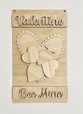 Valentine Bee Mine Valentine's Day Pallet Rectangle Doorhanger