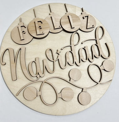 Feliz Navidad Ornaments Christmas Bulbs Round Doorhanger