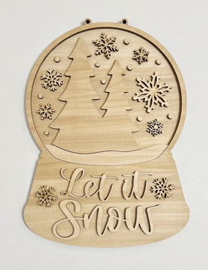 Snowglobe Let It Snow Christmas Trees Snowflakes Doorhanger