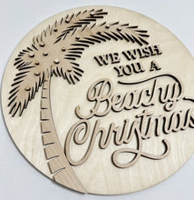 We Wish You A Beachy Christmas Palm Tree Round Doorhanger