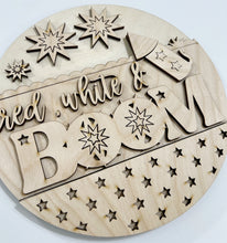 Red, White & Boom Patriotic Fireworks Firecracker Round Doorhanger