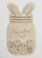 Spring Easter Bunny with Flowers Mason Jar Doorhanger