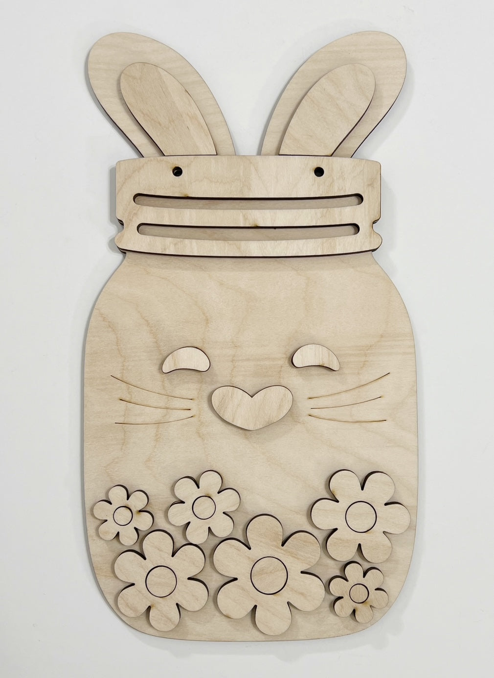 Spring Easter Bunny with Flowers Mason Jar Doorhanger