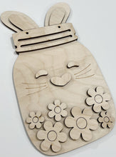 Spring Easter Bunny with Flowers Mason Jar Doorhanger