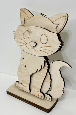 Kitten Standing Shelf Sitter with Interchangeable Seasonal Hats
