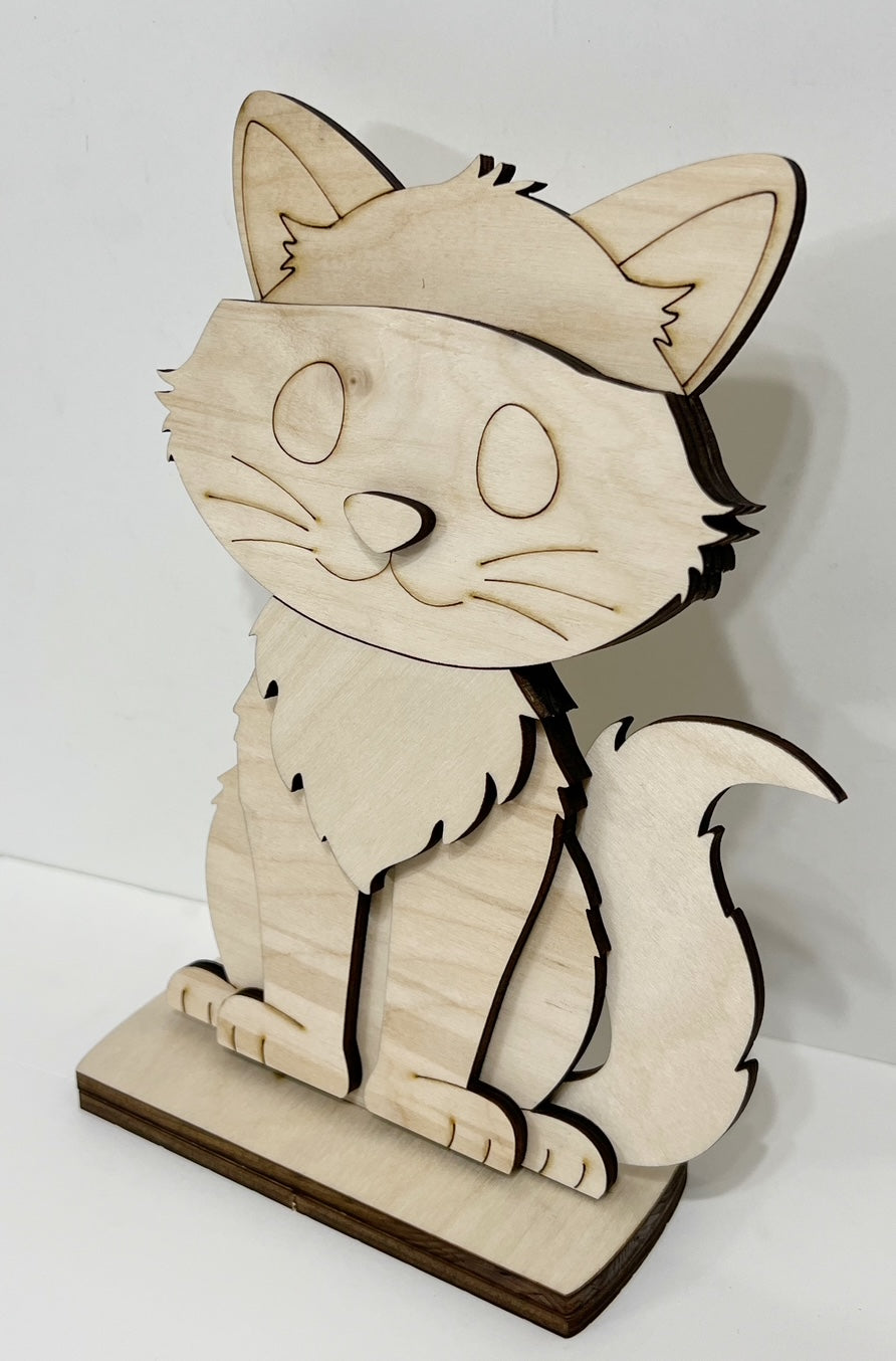 Kitten Standing Shelf Sitter with Interchangeable Seasonal Hats
