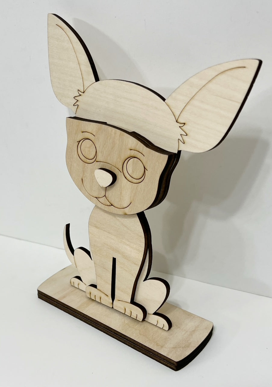 Chihuahua Puppy Dog Standing Shelf Sitter with Interchangeable Seasonal Hats