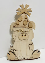 Cute Pig Piggy Standing Shelf Sitter with Interchangeable Seasonal Hats