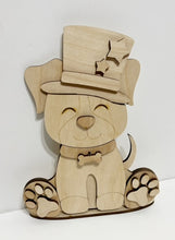 Puppy Dog Standing Shelf Sitter with Interchangeable Seasonal Hats