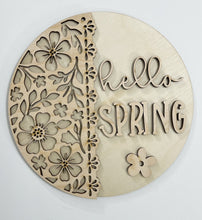 Hello Spring Multi Flower Scalloped Round Doorhanger