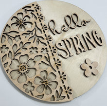 Hello Spring Multi Flower Scalloped Round Doorhanger