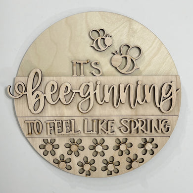 It's Bee-ginning To Feel Like Spring Bee Flowers Round Doorhanger