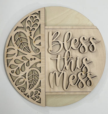 Bless This Mess Paisley Designs Round Doorhanger