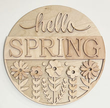 Hello Spring Standing Flowers Round Doorhanger