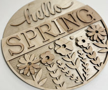 Hello Spring Standing Flowers Round Doorhanger 12"