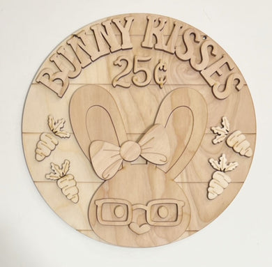 Bunny Kisses 25 Cents Bunny With Glasses Round Doorhanger