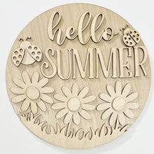 Hello Summer Triple Flowers Ladybug Round Doorhanger