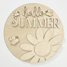 Hello Summer Large Flower and Bees Round Doorhanger