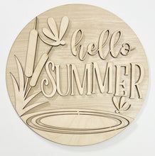 Hello Summer Dragonfly Pond Round Doorhanger