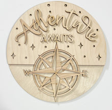 Adventure Awaits Compass Round Doorhanger