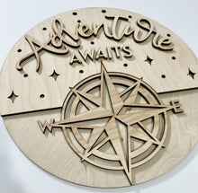 Adventure Awaits Compass Round Doorhanger