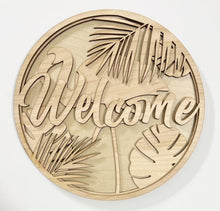 Welcome Palm Trees Flamingo Round Doorhanger