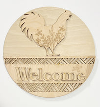 Floral Chicken Country Welcome Round Doorhanger