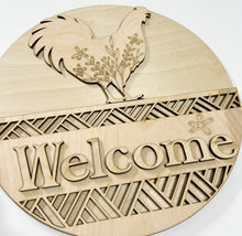 Floral Chicken Country Welcome Round Doorhanger