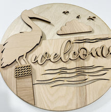 Pelican Welcome Ocean Sea Dock Round Doorhanger