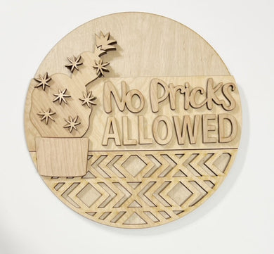 No Pricks Allowed Cactus Cacti Succulants Round Doorhanger