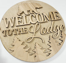 Welcome To The Lodge Bear Mountains Forest Round Doorhanger