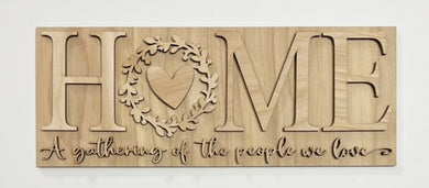 Home A Gathering of the People We Love Wreath Heart Rectangle Doorhanger