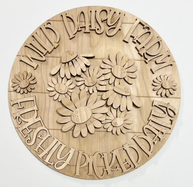 Wild Daisy Farm Freshley Picked Daily Daisies Round Doorhanger