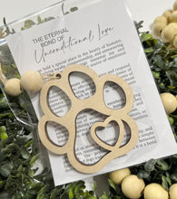 The Eternal Bond of Unconditional Love Dog Pawprint - Story Card Ornament Charm