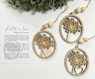 Rooted In Love Soaring With Change Dandelions - Story Card Ornament Charm