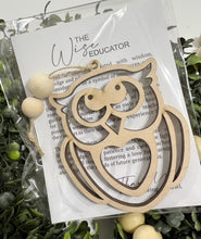 The Wise Educator Owl - Story Card Ornament Charm
