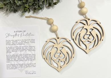 A Story of Strength & Protection Lion - Story Card Ornament Charm