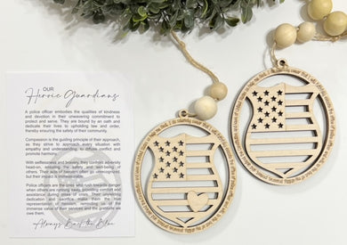 Our Heroic Guardians Police Officer - Story Card Ornament Charm