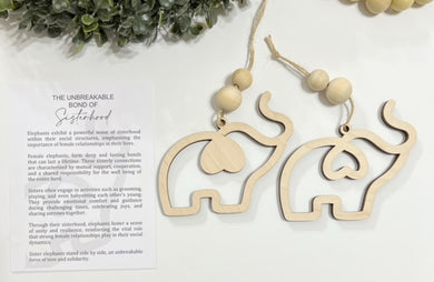 The Unbreakable Bond of Sisterhood Elephant - Story Card Ornament Charm