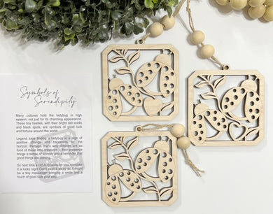 Symbols of Serendipity Ladybug - Story Card Ornament Charm