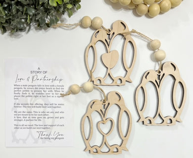 A Story of Love & Partnership Penguin - Story Card Ornament Charm