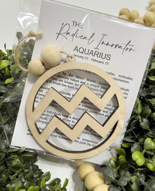 Aquarius Zodiac The Radical Innovator - Story Card Ornament Charm