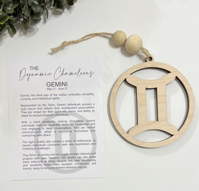 Gemini Zodiac The Dynamic Chameleons - Story Card Ornament Charm