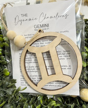 Gemini Zodiac The Dynamic Chameleons - Story Card Ornament Charm